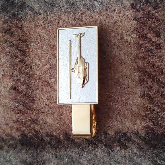 Vintage Two-tone Helicopter Tie Bar/Clip - Picture 1 of 4